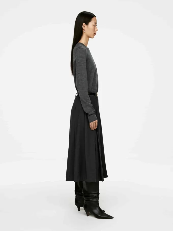 Pleated Wool Blend Skirt