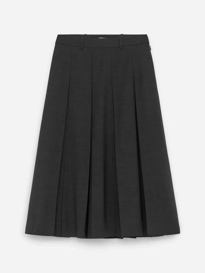 Pleated Wool Blend Skirt