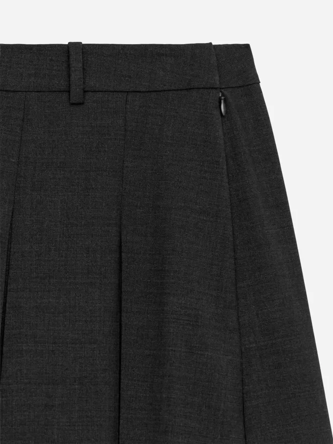 Pleated Wool Blend Skirt