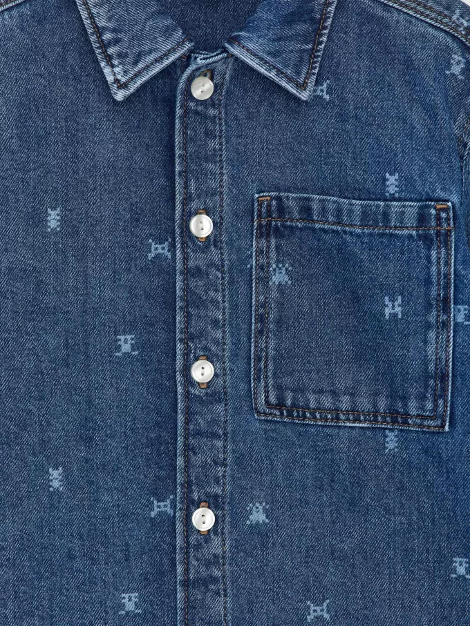 Print Denim Shirt