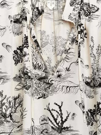 Print Drawstring Blouse