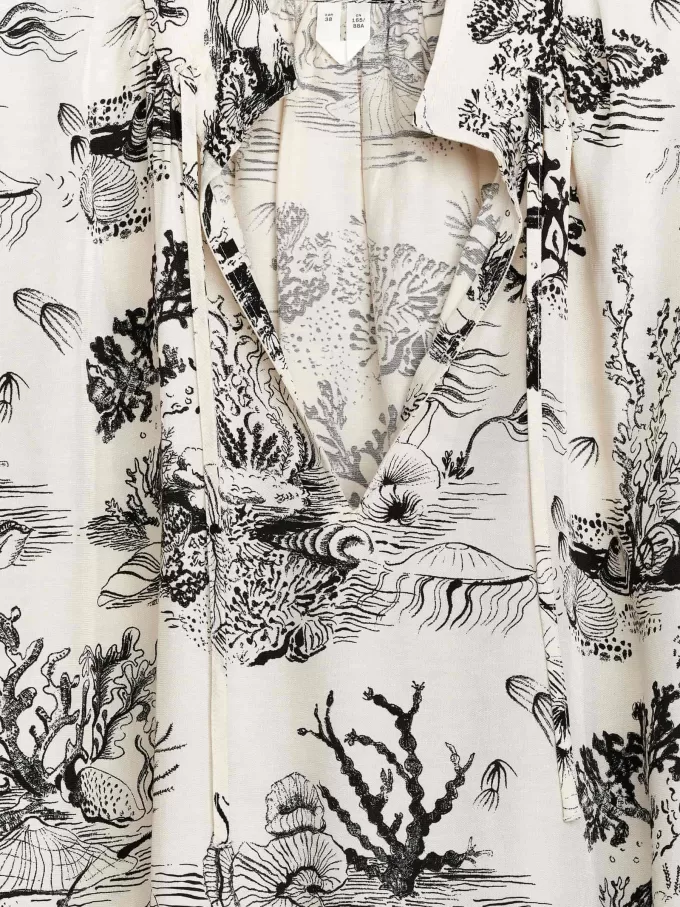 Print Drawstring Blouse