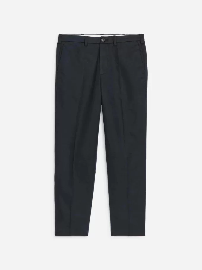 Regular Cropped Cotton-Linen Trousers