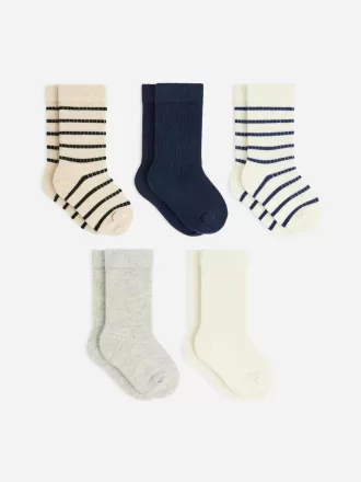 Rib Knit Baby Socks, 5 Pairs