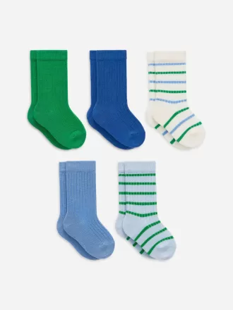 Rib Knit Baby Socks, 5 Pairs