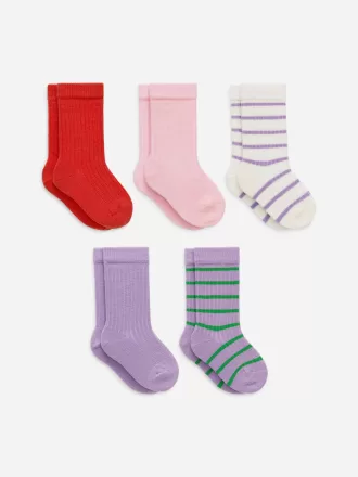 Rib Knit Baby Socks, 5 Pairs