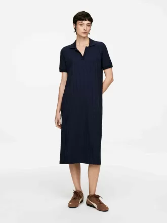 Rib-Knit Polo Dress