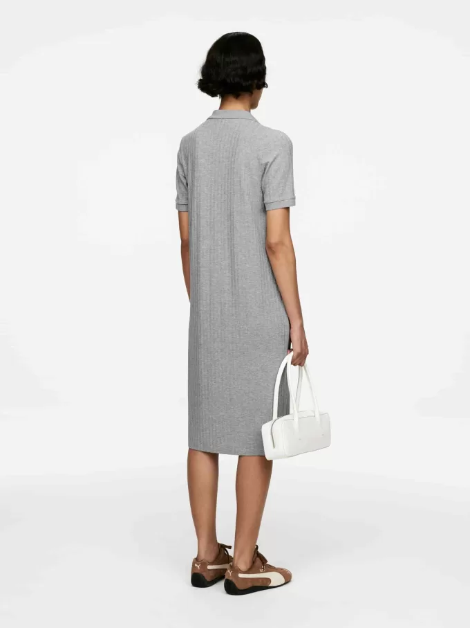Rib-Knit Polo Dress