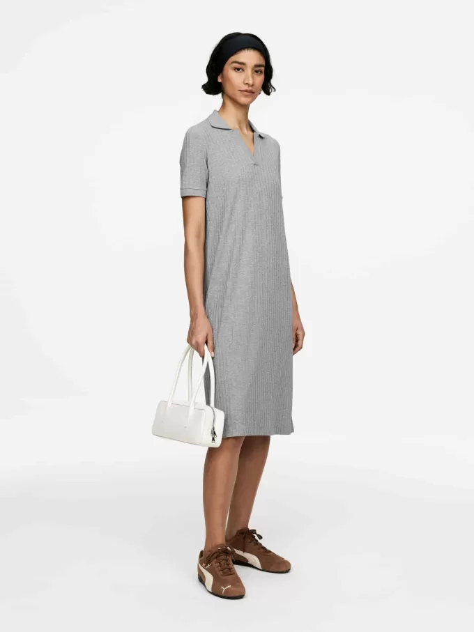 Rib-Knit Polo Dress