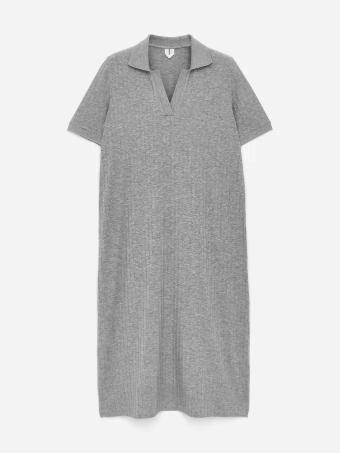 Rib-Knit Polo Dress