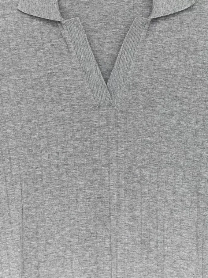 Rib-Knit Polo Dress