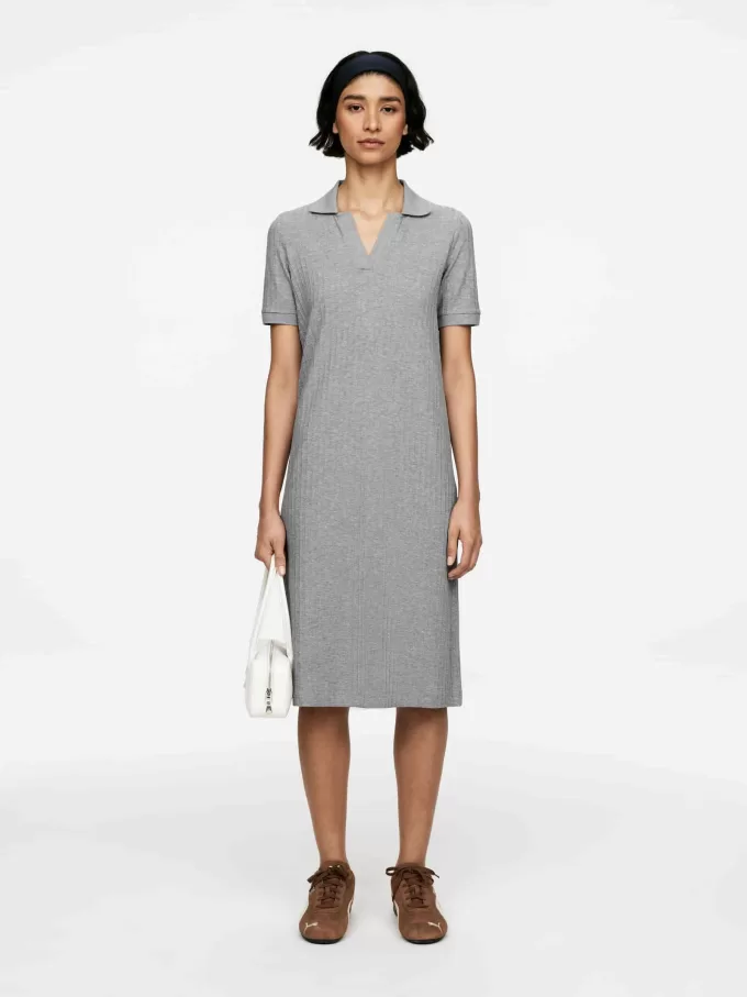 Rib-Knit Polo Dress