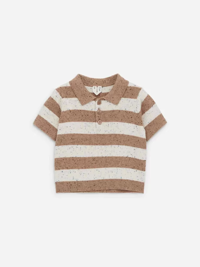 Rib-Knit Polo Shirt