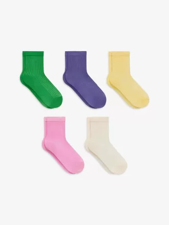 Rib Knit Socks, 5 Pairs