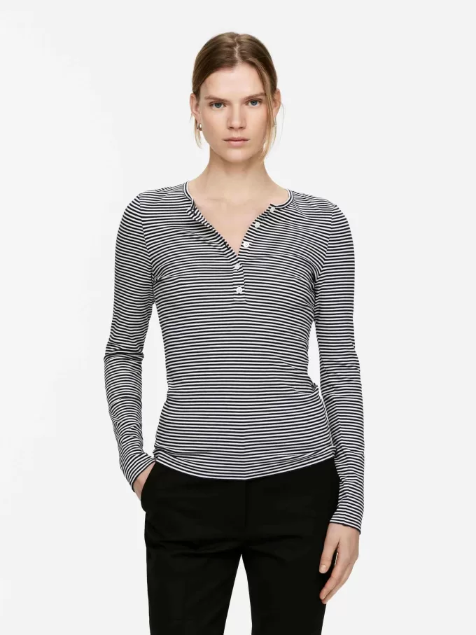 Ribbed Henley Top Ribbed Henley Top