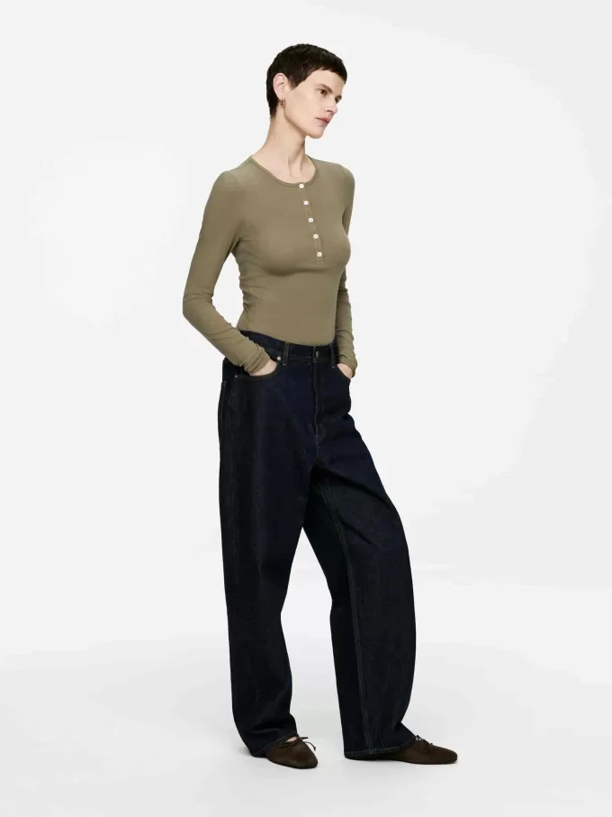 Ribbed Henley Top Ribbed Henley Top