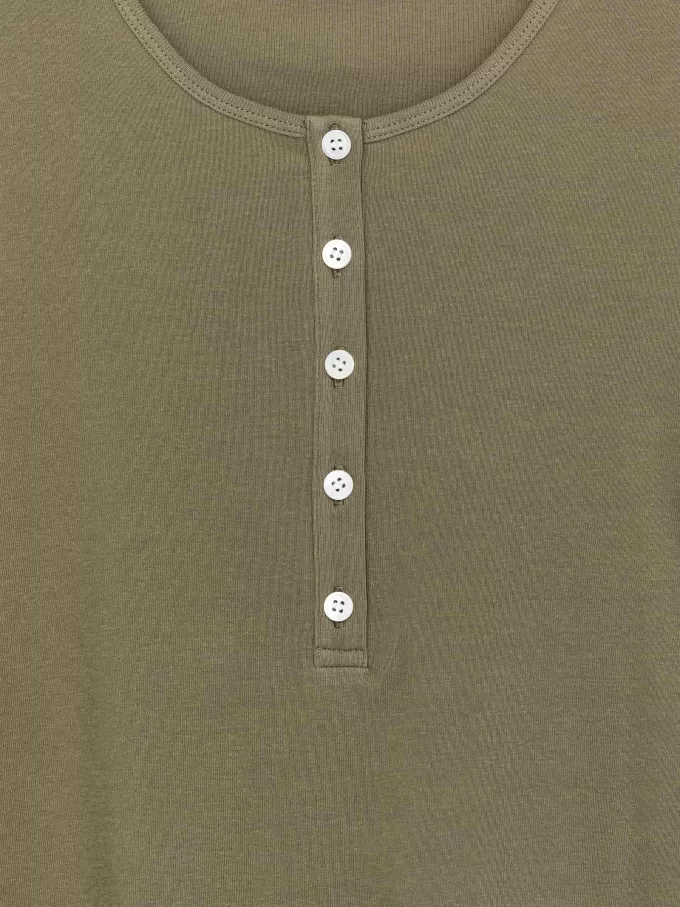 Ribbed Henley Top Ribbed Henley Top