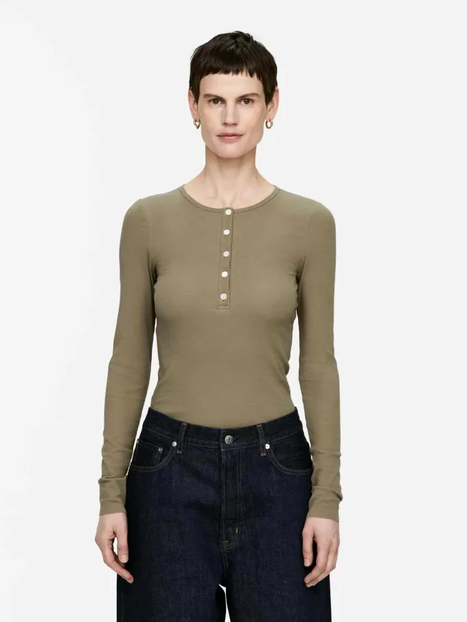 Ribbed Henley Top Ribbed Henley Top