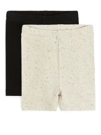 Ribbed Jersey Bicycle Shorts, Set of 2