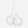 Textured Glass Baubles Set of 2