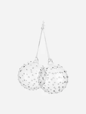 Textured Glass Baubles Set of 2