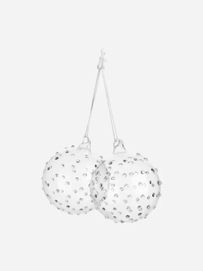 Textured Glass Baubles Set of 2