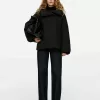 Upcycled Down High-Collar Jacket
