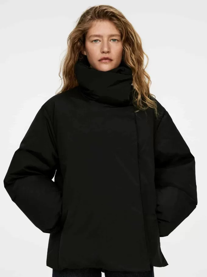 Upcycled Down High-Collar Jacket