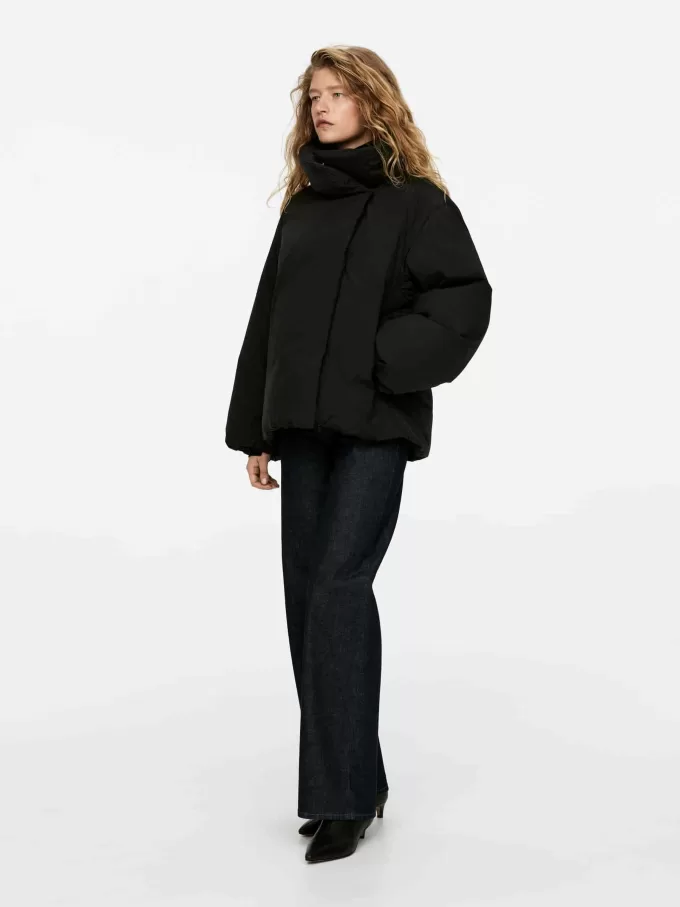 Upcycled Down High-Collar Jacket