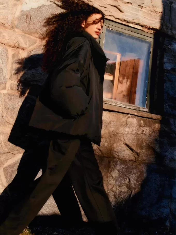 Upcycled Down High-Collar Jacket