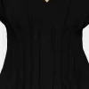 V-Neck Pleat Dress