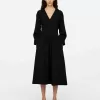 V-Neck Pleat Dress