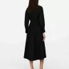 V-Neck Pleat Dress