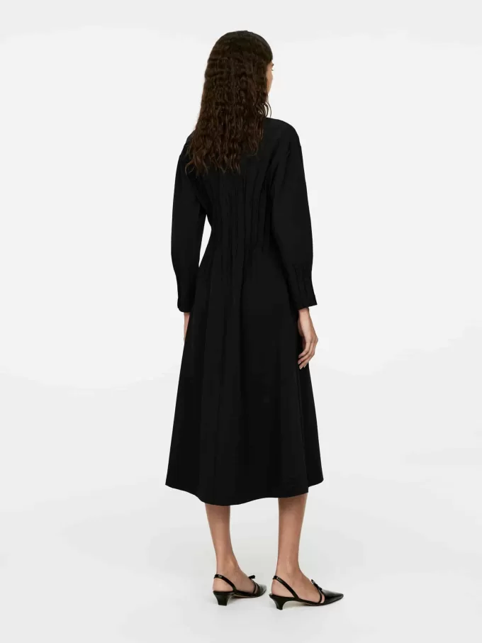 V-Neck Pleat Dress