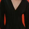 V-Neck Pleat Dress