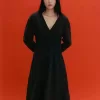 V-Neck Pleat Dress