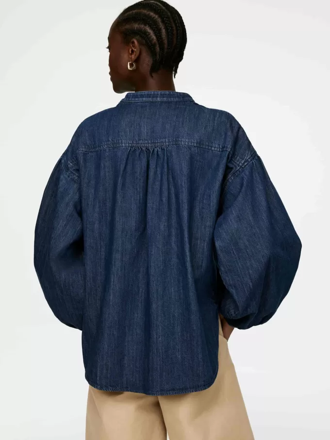 Volume-Sleeve Denim Blouse Volume-Sleeve Denim Blouse