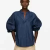 Volume-Sleeve Denim Blouse Volume-Sleeve Denim Blouse