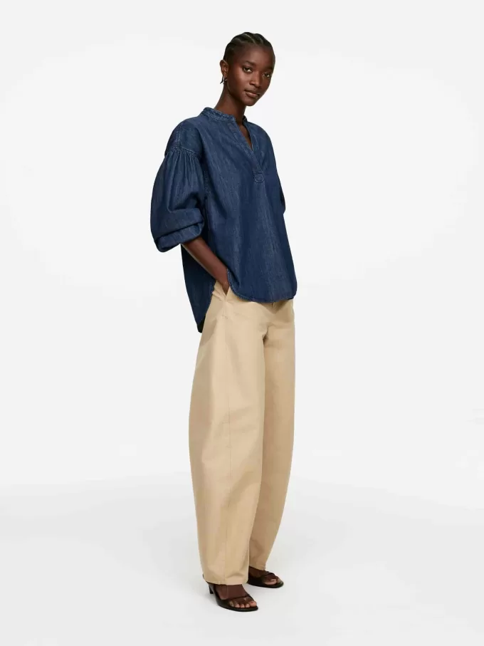 Volume-Sleeve Denim Blouse Volume-Sleeve Denim Blouse