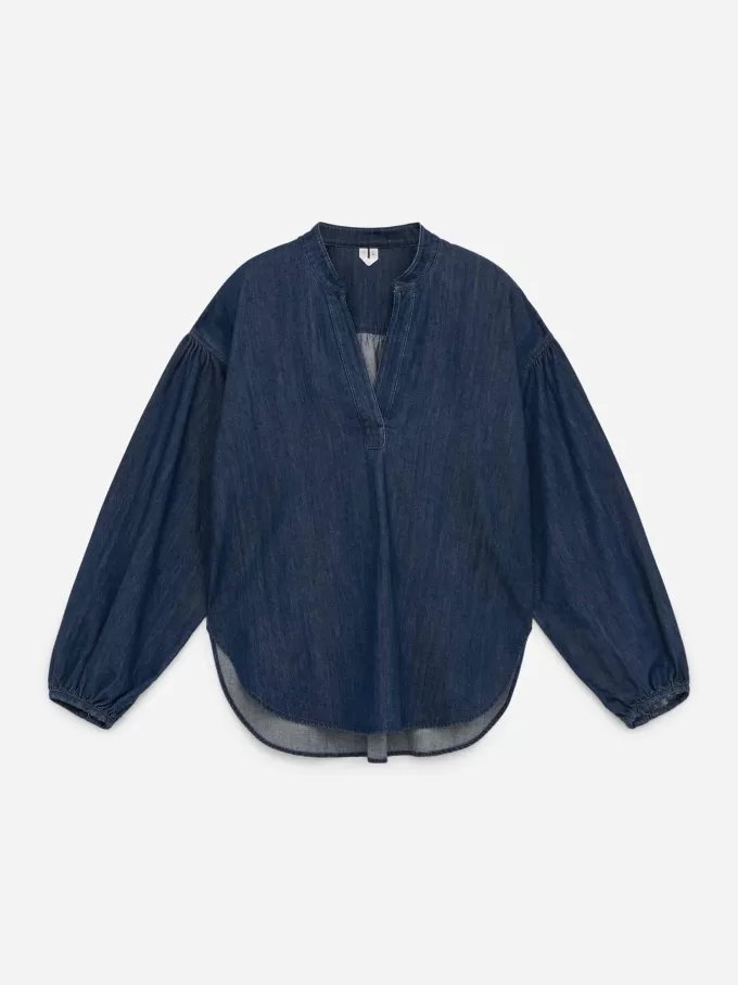 Volume-Sleeve Denim Blouse Volume-Sleeve Denim Blouse