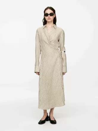 Wrap-Detail Linen Dress