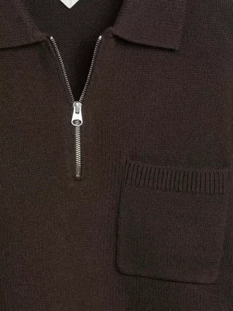 Knitted Wool Zip Polo Shirt