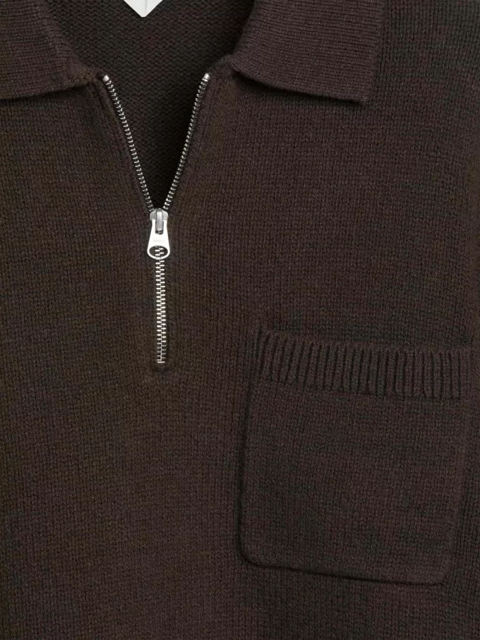 Knitted Wool Zip Polo Shirt