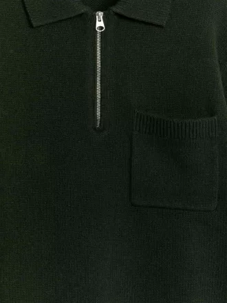 Knitted Wool Zip Polo Shirt