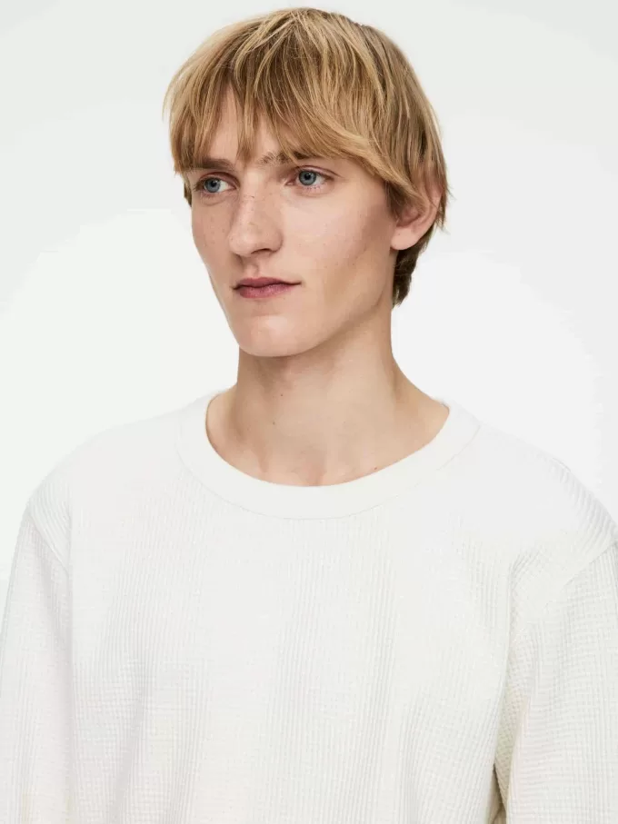 Waffle-Knit Sweatshirt