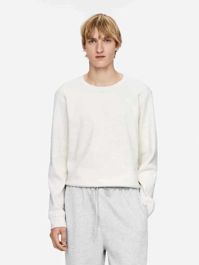 Waffle-Knit Sweatshirt