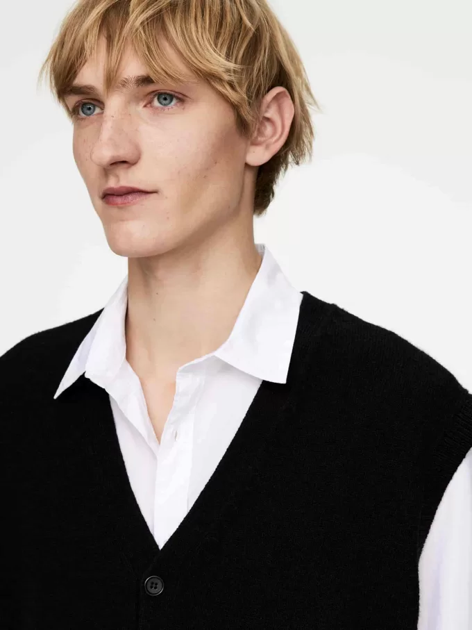 Wool-Cotton Vest Cardigan