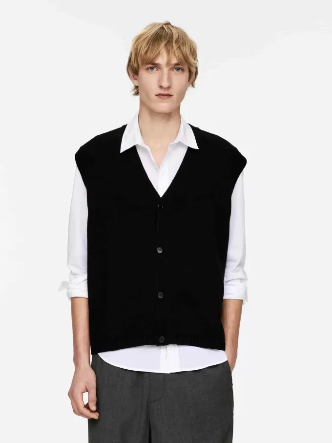 Wool-Cotton Vest Cardigan